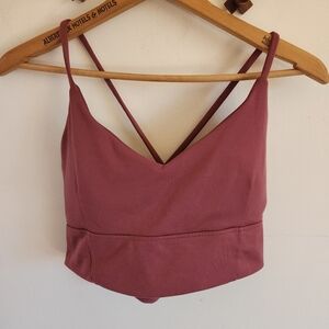 Manduka Dusty Rose V-Neck Soft Stretchy Sports Bra Yoga Strappy Large